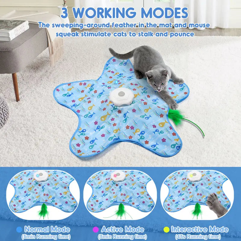 USEMORRA™ Interactive, randomly moving feather cat toy—a must-have for pet lovers