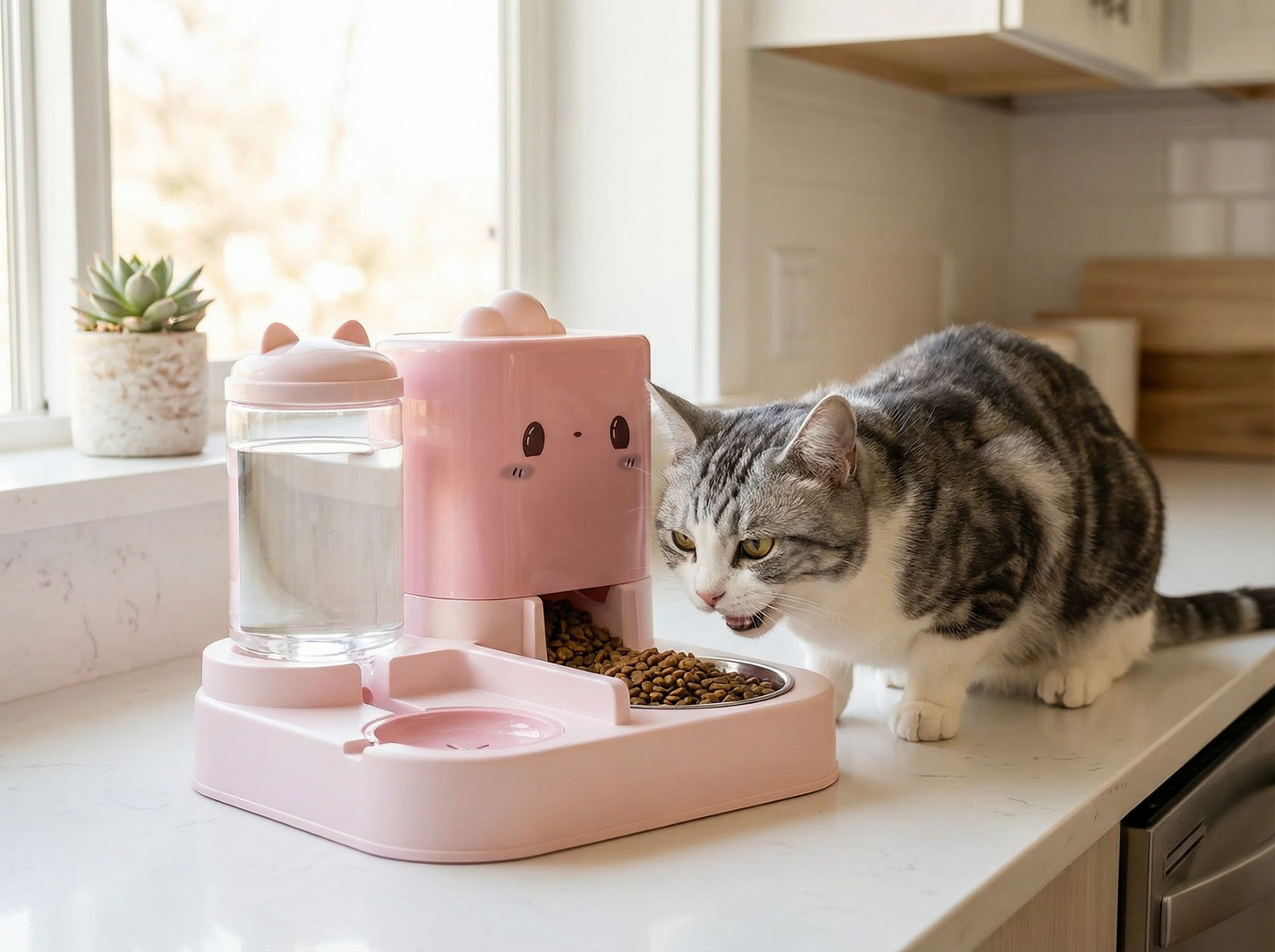 2-in-1 Automatic Cat Feeder & Water Station — Keeps Your Cat Fed & Hydrated While You're Away